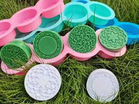 Molde silicona 4 circulos decorados